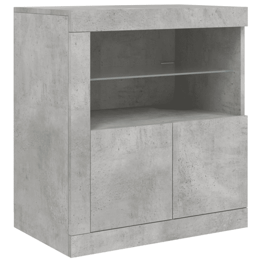 vidaXL Aparador com luzes LED 181,5x37x67 cm cinzento cimento