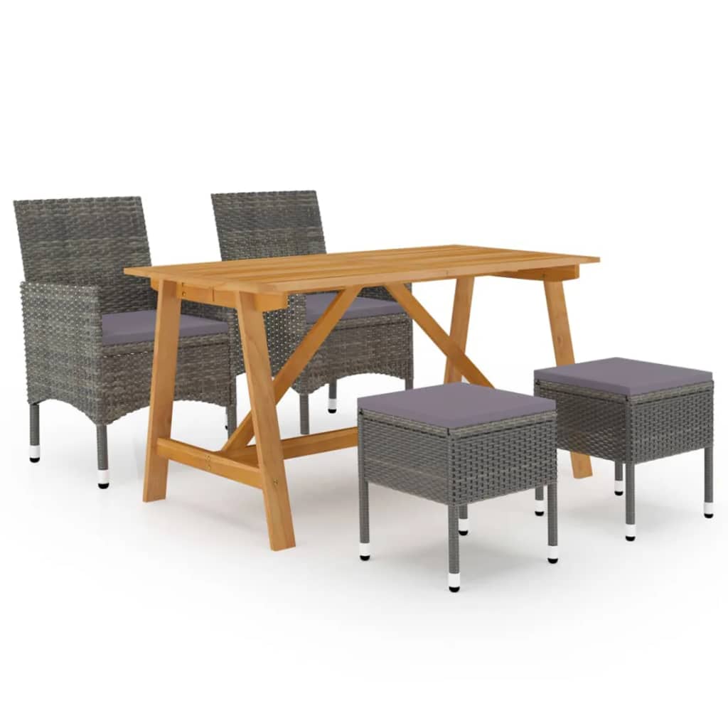 Juego de comedor de jardin de 5 piezas gris