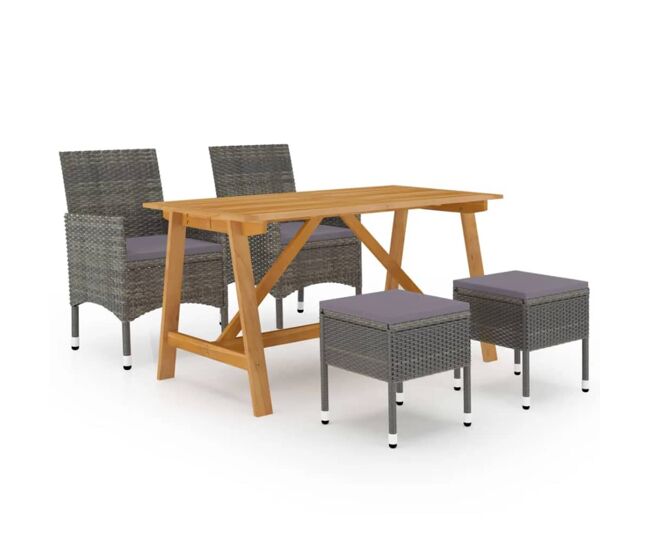 Juego de comedor de jardin de 5 piezas gris