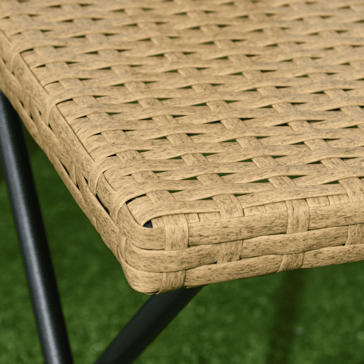 Outsunny Mesa de Jardim em Vime Sintético Mesa de Terraço Exterior Dobrável com Pés Cruzados e Estrutura de Aço para Pátio Varanda 40x40x40 cm Natural