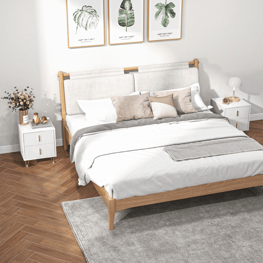 HOMCOM Conjunto de 2 Mesas de Cabeceira Modernas Mesinhas de Cabeceira com 2 Gavetas e Pés de Metal Suporta 40 kg Mesas Auxiliares para Sala Quarto 40x40x47 cm Branco