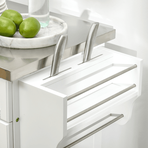 HOMCOM Ilha de Cozinha Móvel Auxiliar de Cozinha Moderno com 4 Rodas Gaveta Barra Suporte para Temperos e Prateleira Ajustável 83,5x45,7x90,5 cm Branco