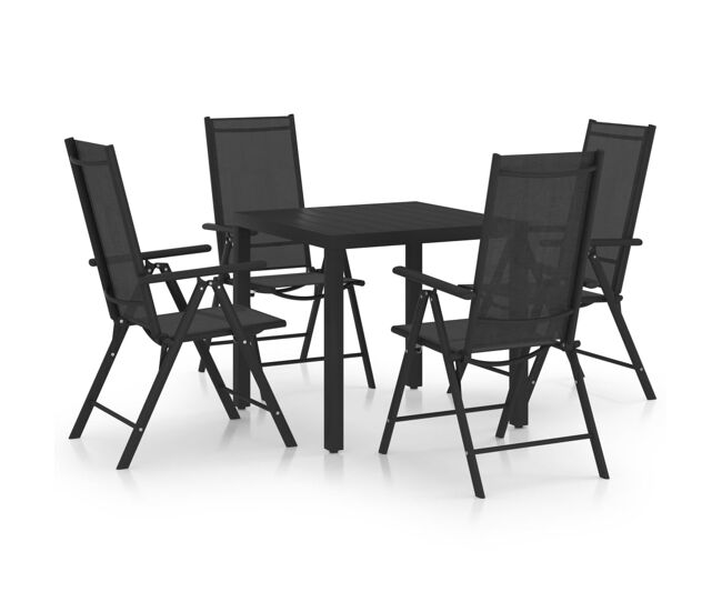 Juego de comedor de jardin 5 piezas aluminio negro