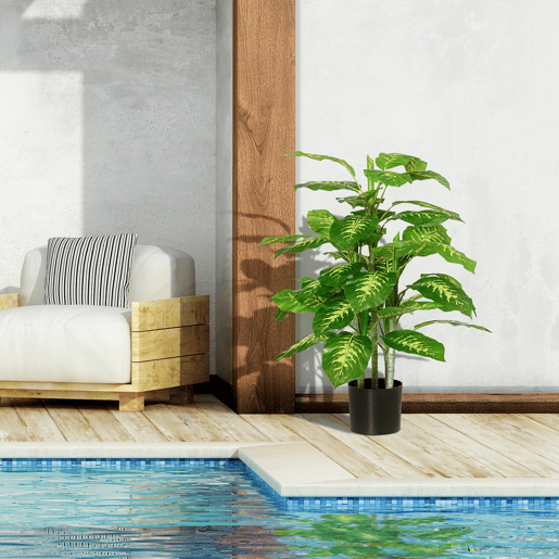 HOMCOM Conjunto de 2 Plantas Artificiais de 95 cm Aglaonemas com Vaso Plantas Sintéticas para Decoração de Casa Sala Escritório Verde