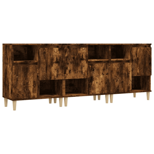 vidaXL Aparadores 3 pcs 60x35x70 cm derivados madeira carvalho fumado