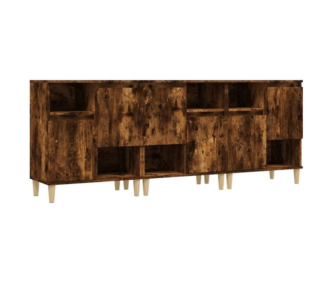 Vidaxl aparadores 3 uds madera contrachapada roble ahumado 60x35x70 cm