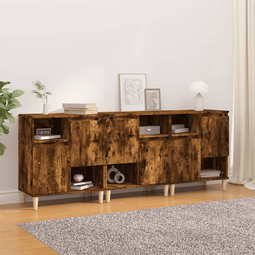 vidaXL Aparadores 3 pcs 60x35x70 cm derivados madeira carvalho fumado