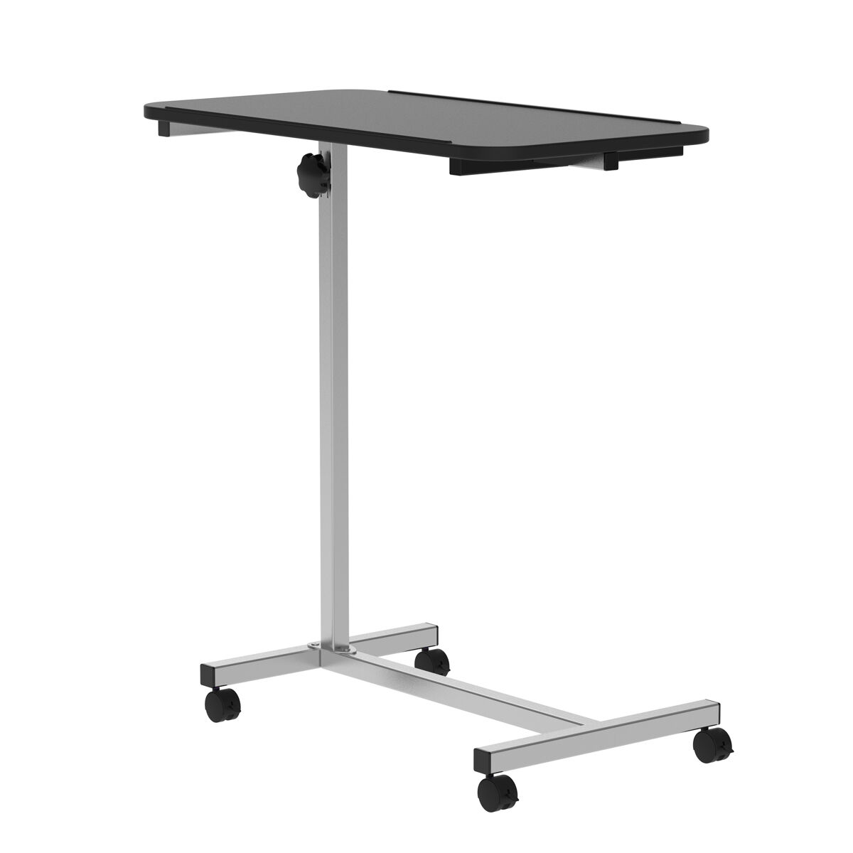 Homcom mesa auxiliar con ruedas, mesa para sofá y cama, altura ajustable y marco de acero, para dormitorio, salón, oficina, 77x40x76-100 cm, negro y plata