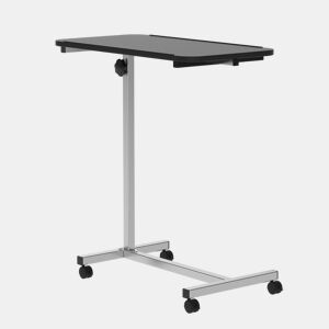 HOMCOM Mesa Auxiliar com Rodas Mesa para Sofá ou Cama com Altura Ajustável e Estrutura de Metal Carga 20 kg para Quarto Sala Escritório 77x40x76-100 cm Preto e Prata