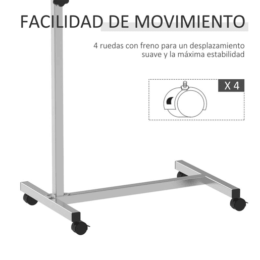 HOMCOM Mesa Auxiliar com Rodas Mesa para Sofá ou Cama com Altura Ajustável e Estrutura de Metal Carga 20 kg para Quarto Sala Escritório 77x40x76-100 cm Preto e Prata