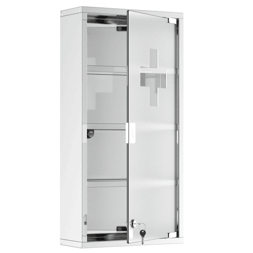 HOMCOM Gabinete nde remédios de aço inoxidável 60x30x12cm