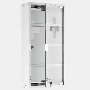 HOMCOM Gabinete nde remédios de aço inoxidável 60x30x12cm