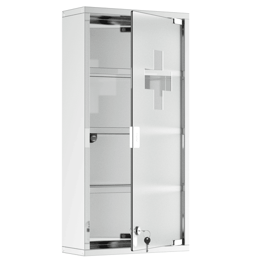 HOMCOM Gabinete nde remédios de aço inoxidável 60x30x12cm