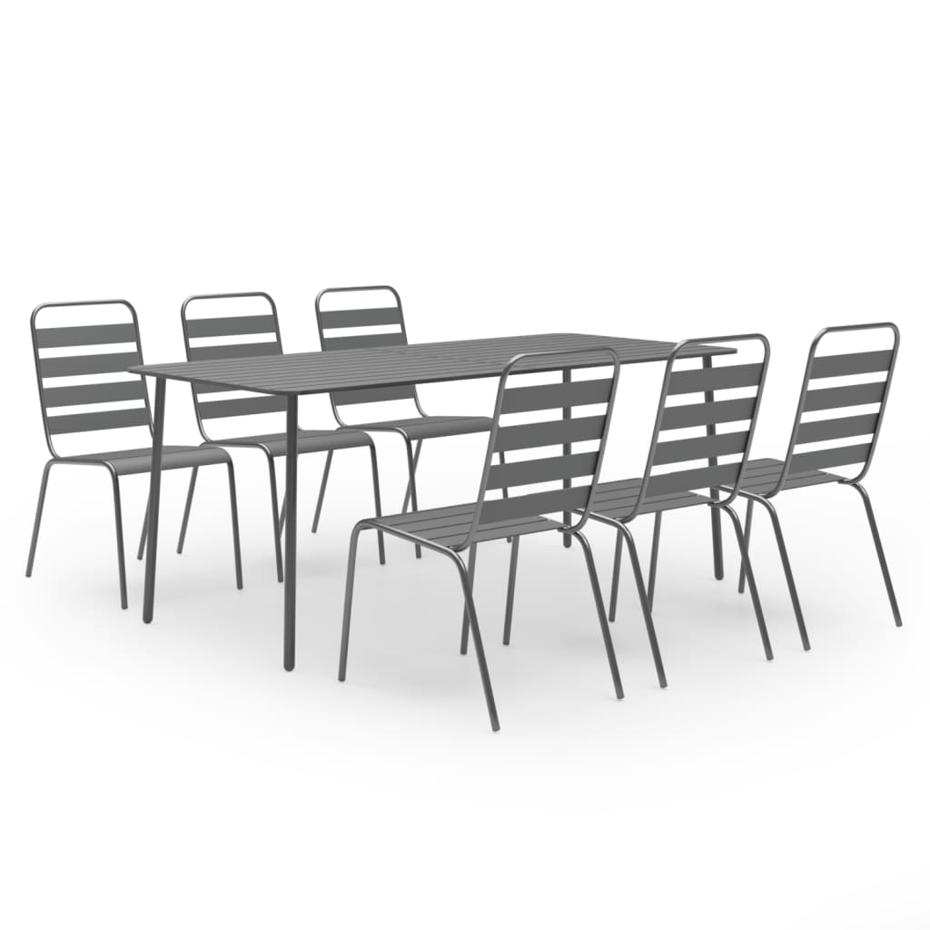 Juego de comedor de jardin 7 piezas acero gris oscuro