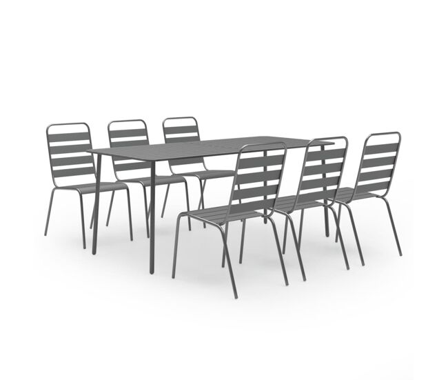Juego de comedor de jardin 7 piezas acero gris oscuro