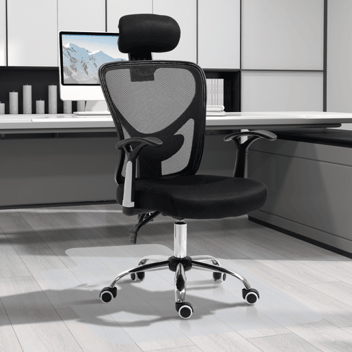 HOMCOM Conjunto de Escritório Inclui 1 Cadeira de Escritório Reclinável com Altura Ajustável 62x67x108-118 cm e 1 Tapete Protetor de Chão 90x120 cm Preto e Transparente HOMCOM Conjunto de Escritório Inclui 1 Cadeira de Escritório Reclinável com Altura Ajustável 62x67x108-118 cm e 1 Tapete Protetor de Chão 90x120 cm Preto e Transparente