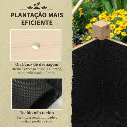 Outsunny Mesa de Cultivo de Madeira Horta Elevada 115x55x80 cm com Tecido não Tecido para Cultivo de Plantas Verduras Flores Madeira