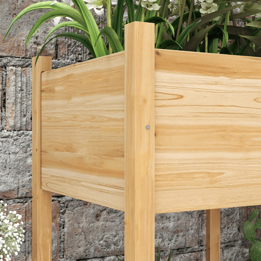 Outsunny Mesa de Cultivo de Madeira Horta Elevada 115x55x80 cm com Tecido não Tecido para Cultivo de Plantas Verduras Flores Madeira