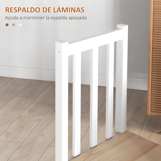 HOMCOM Conjunto de 2 Cadeiras de Sala de Jantar Cadeiras de Cozinha com Encosto de Ripas Estrutura de Madeira de Pinho para Sala de Estar Capacidade 120 kg 38,5x47,5x99 cm Branco