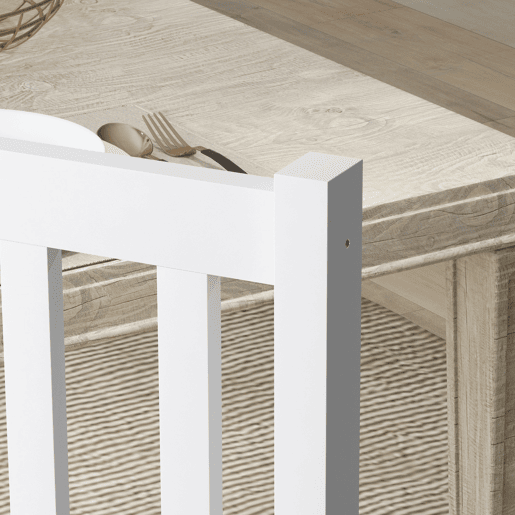 HOMCOM Conjunto de 2 Cadeiras de Sala de Jantar Cadeiras de Cozinha com Encosto de Ripas Estrutura de Madeira de Pinho para Sala de Estar Capacidade 120 kg 38,5x47,5x99 cm Branco