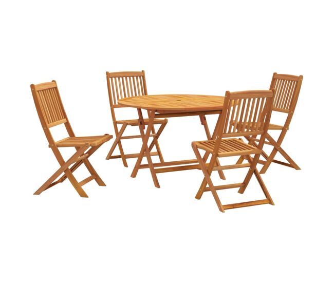 Juego de comedor de jardin 5 piezas madera maciza de acacia