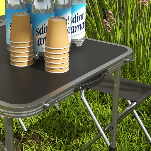 Outsunny Conjunto de Campismo de 5 Peças Mesa Dobrável para Campismo com Cadeiras Inclui 1 Mesa com Altura Ajustável e Tampo em MDF Orifício para Chapéu de Sol 120x60x55-70 cm e 4 Bancos Dobráveis Preto