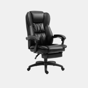 Vinsetto Conjunto para Escritório Inclui 1 Cadeira de Massagem Reclinável com 6 Pontos de Massagem 68,5x68,5x113-121 cm e 1 Tapete Protetor de Chão 90x120 cm Preto e Transparente