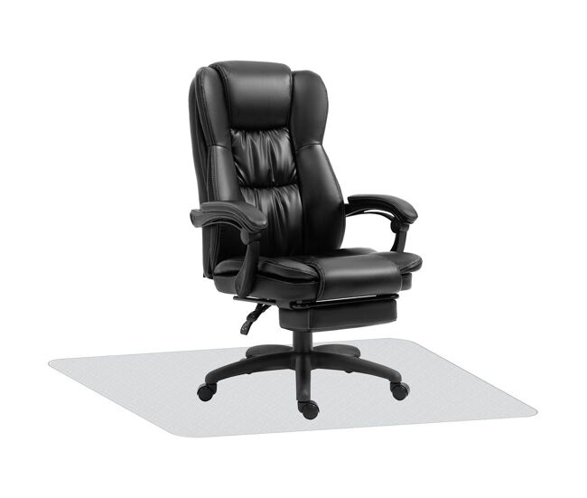 Vinsetto conjunto de oficina incluye 1 silla de masaje reclinable con 6 puntos de masaje 68,5x68,5x113-121 cm y 1 alfombra protectora de suelo 90x120 cm negro y transparente