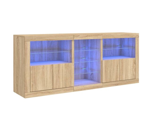 Vidaxl aparador con luces led roble sonoma 181,5x37x67 cm