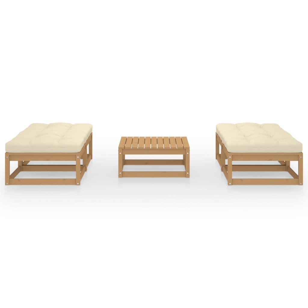 Juego de muebles de jardin 5 piezas y cojines madera pino maciza