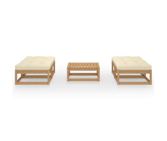 Juego de muebles de jardin 5 piezas y cojines madera pino maciza