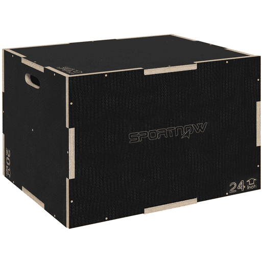 SPORTNOW Caixa Pliométrica com 3 Alturas Diferentes Caixa de Saltos para Treino de Força em Casa Escritório Ginásio CrossFit Carga 120 kg 61x51x41 cm Preto