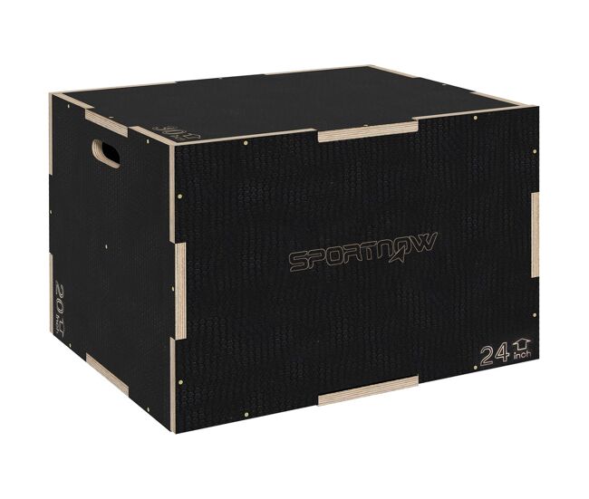 Sportnow cajón pliométrico caja pliométrica con 3 alturas diferentes entrenamiento de fuerza en casa oficina gimnasia carga 120 kg 61x51x41 cm negro