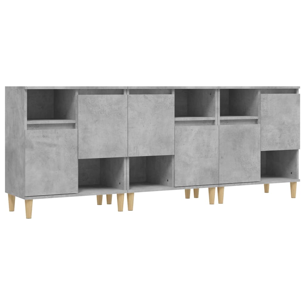 Vidaxl aparadores 3 uds madera contrachapada gris hormigón 60x35x70 cm
