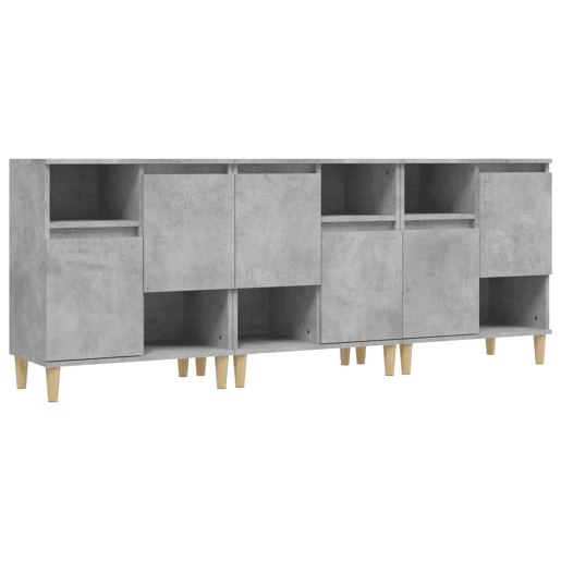 vidaXL Aparadores 3 pcs 60x35x70 cm derivados de madeira cinza cimento vidaXL Aparadores 3 pcs 60x35x70 cm derivados de madeira cinza cimento