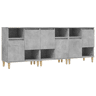 vidaXL Aparadores 3 pcs 60x35x70 cm derivados de madeira cinza cimento