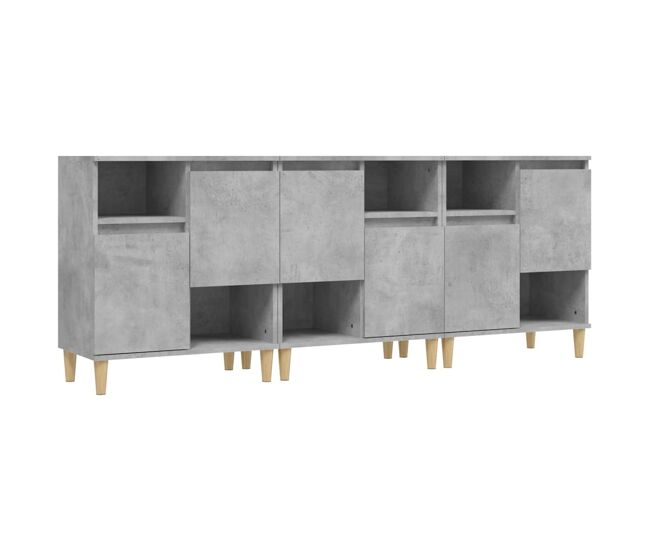 Vidaxl aparadores 3 uds madera contrachapada gris hormigón 60x35x70 cm