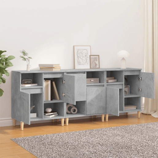 vidaXL Aparadores 3 pcs 60x35x70 cm derivados de madeira cinza cimento vidaXL Aparadores 3 pcs 60x35x70 cm derivados de madeira cinza cimento