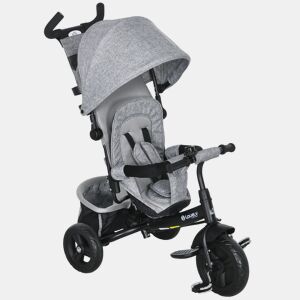 HOMCOM Triciclo para Bebés 2 em 1 Triciclo Evolutivo para Crianças de +12 Meses com Capota Dobrável Guiador Telescópico e Removível Bolsa e Porta-garrafas Cinza
