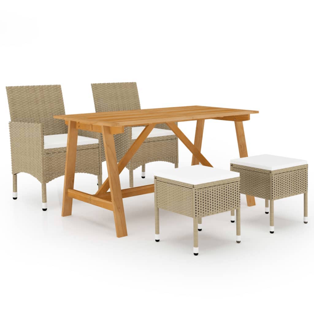 Juego de comedor de jardin de 5 piezas beige