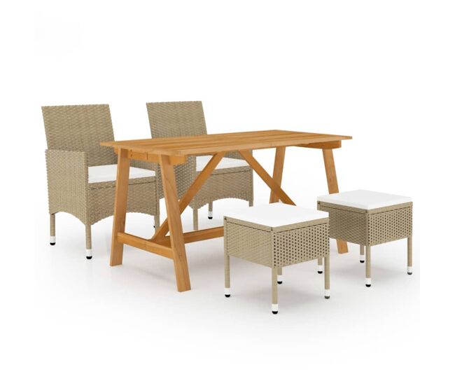 Juego de comedor de jardin de 5 piezas beige