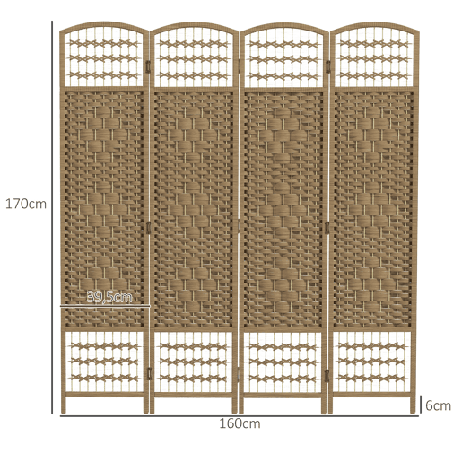 HOMCOM Biombo Dobrável de 4 Painéis, 160x170 cm, Separador de Ambientes em Corda de Papel, Estrutura de Madeira, Decoração para Quarto e Sala, Natural HOMCOM Biombo Dobrável de 4 Painéis, 160x170 cm, Separador de Ambientes em Corda de Papel, Estrutura de Madeira, Decoração para Quarto e Sala, Natural