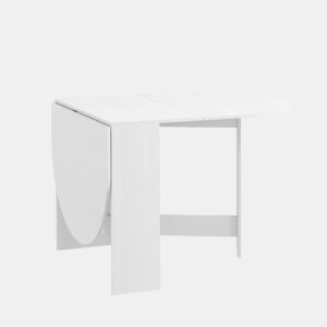 HOMCOM Mesa de Cozinha Dobrável Mesa de Jantar Dobrável Ovalada com Laterais Abatíveis Estilo Moderno 163x80x75 cm Branco