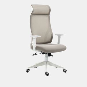 Vinsetto Conjunto de Escritório Inclui 1 Cadeira de Escritório Reclinável com Rodas e Altura Ajustável 64x61x120,9-128,9 cm e 1 Tapete Protetor de Chão 90x120 cm Cinza e Transparente