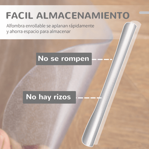 Vinsetto Conjunto de Escritório Inclui 1 Cadeira de Escritório Reclinável com Rodas e Altura Ajustável 64x61x120,9-128,9 cm e 1 Tapete Protetor de Chão 90x120 cm Cinza e Transparente