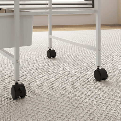 HOMCOM Carrinho Auxiliar com Rodas Carrinho de Cozinha de 3 Níveis com 3 Cestos para Armazenamento e Estrutura de Aço para Sala de Jantar Banheiro 40,8x33,5x60,5 cm Branco