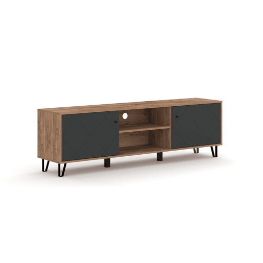 BILBAO TV-stand, novo estilo country. Dimensões: 55x183x40 cm. Com 4 prateleiras, 2 portas.