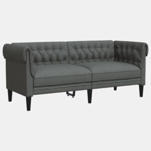 vidaXL Sofá chesterfield 2 lugares tecido cinzento-escuro