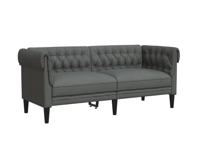 Vidaxl sofá chesterfield de 2 plazas tela gris oscuro