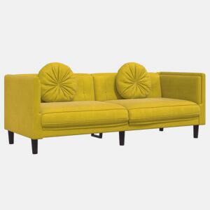 vidaXL Sofá com almofadões 3 lugares veludo amarelo